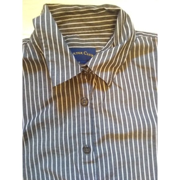 Charter Club Striped 3/4 sleeve button up shirt cotton women's size 6 - Picture 7 of 11
